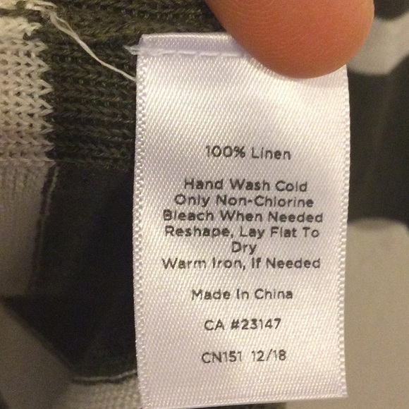 Talbots 100% Linen Olive Green & White Striped Longline Openfront Cardigan S - Picture 7 of 7